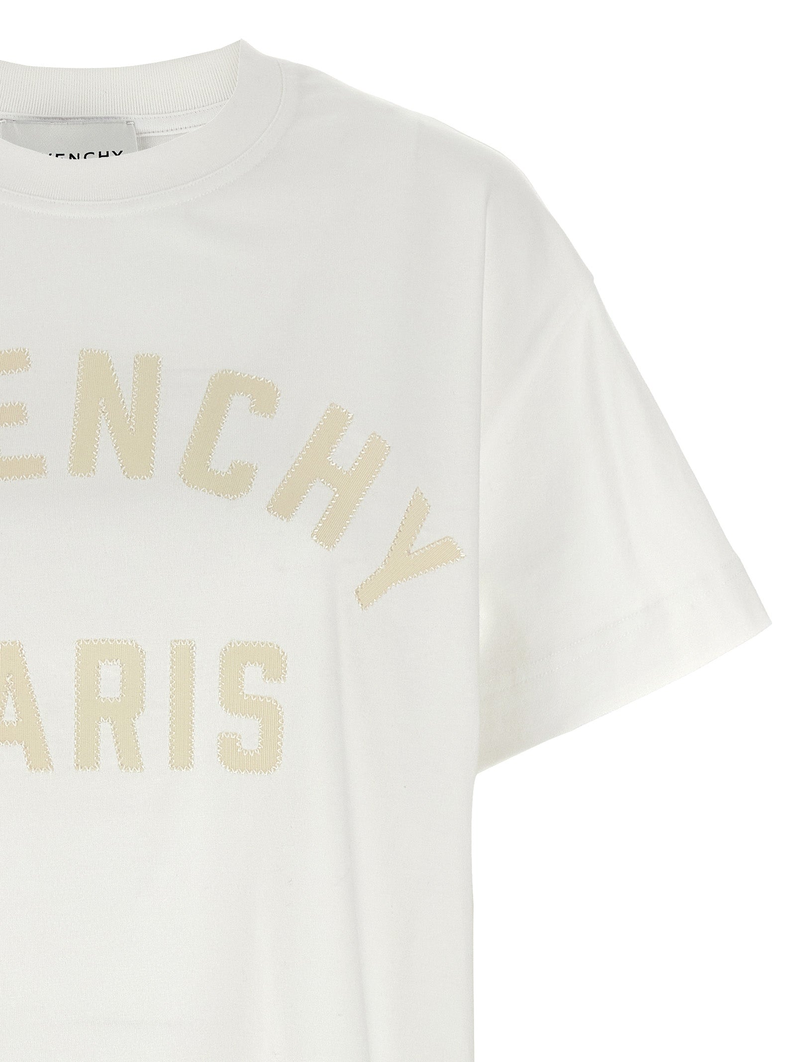 White Cotton T-Shirt with Grosgrain Paris Patch