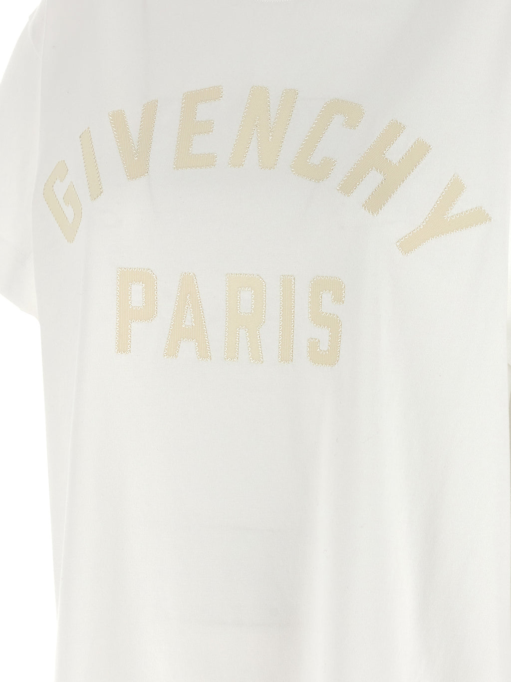 White Cotton T-Shirt with Grosgrain Paris Patch