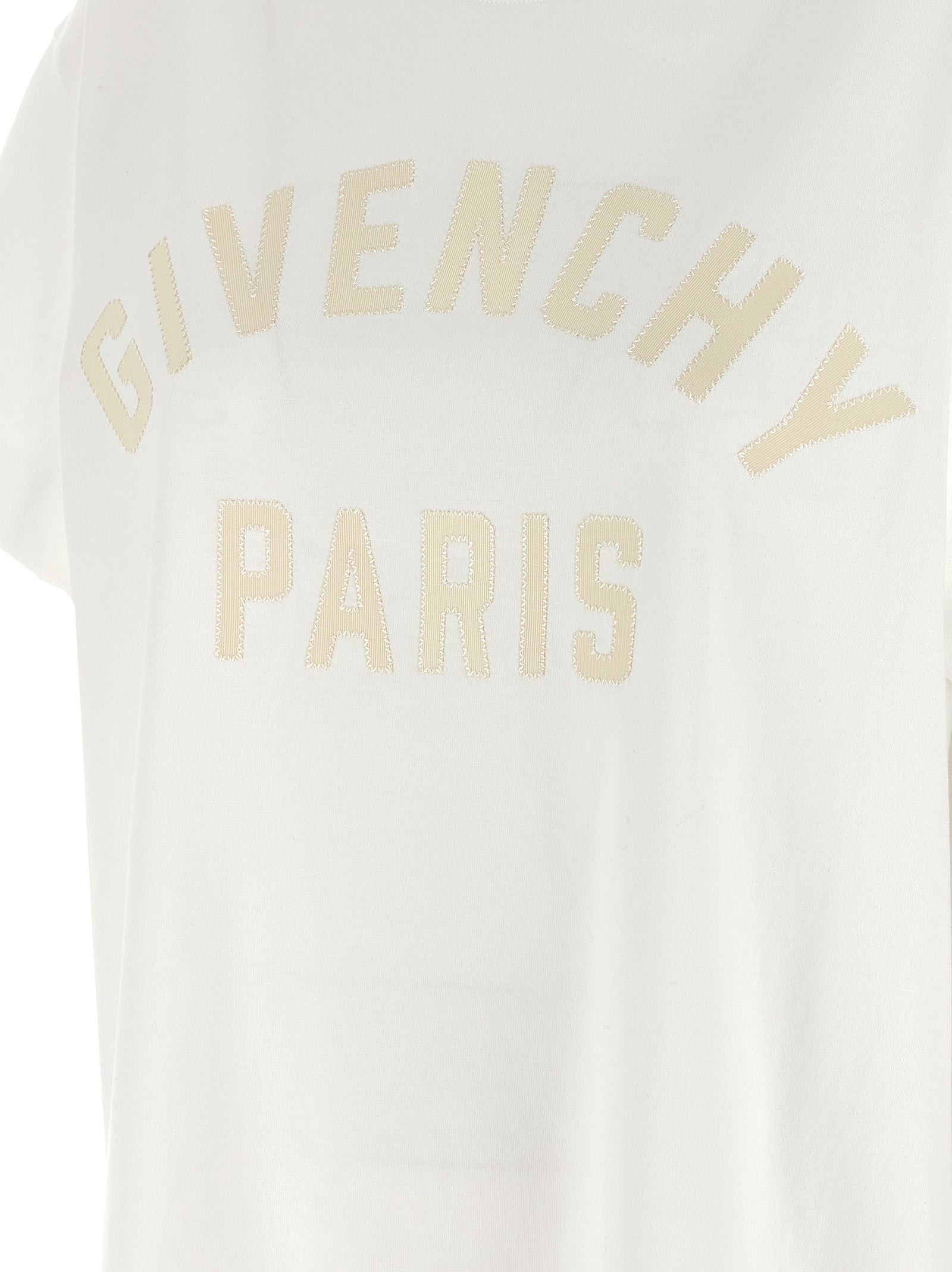 White Cotton T-Shirt with Grosgrain Paris Patch