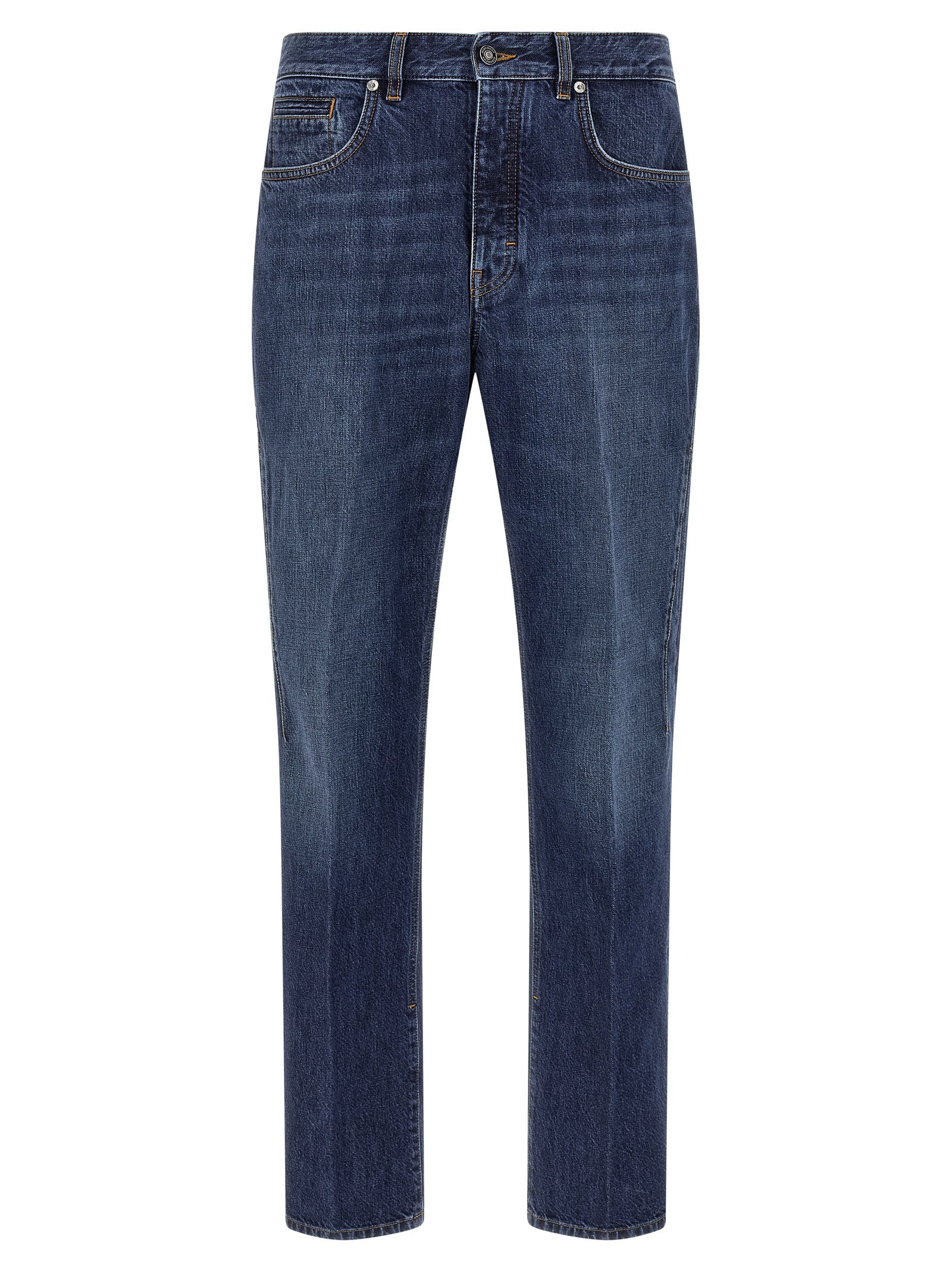 Blue Straight Cotton Denim Jeans