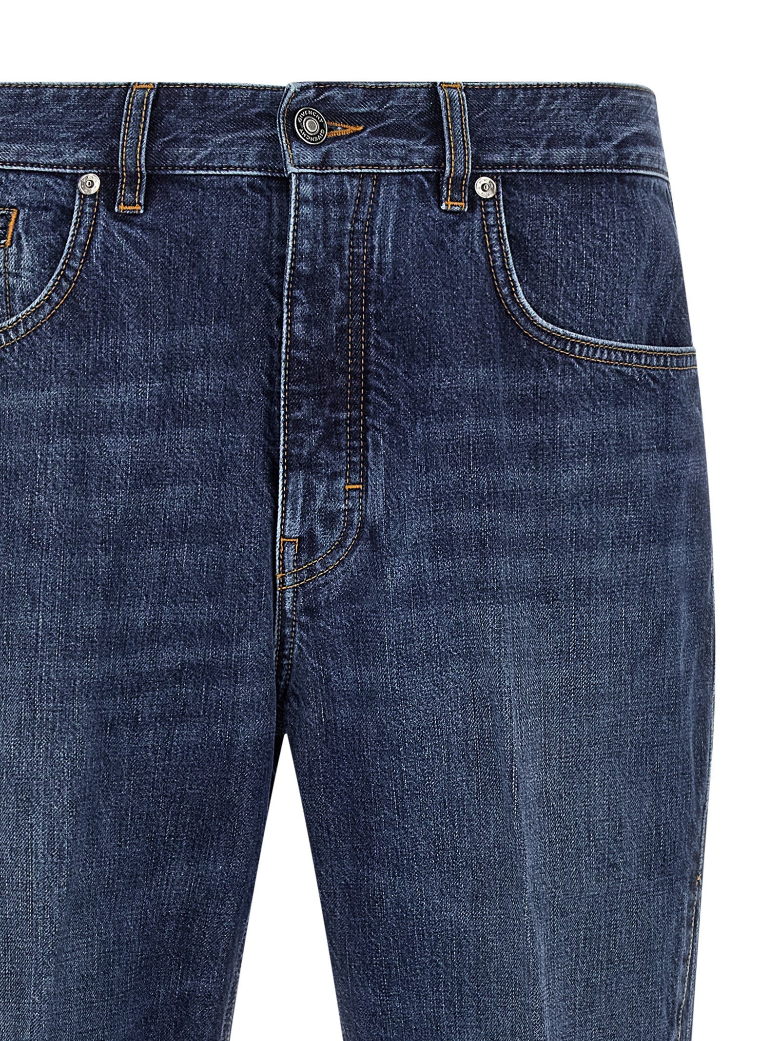 Blue Straight Cotton Denim Jeans