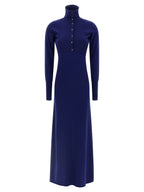 Blue Cashmere Polo Maxi Dress