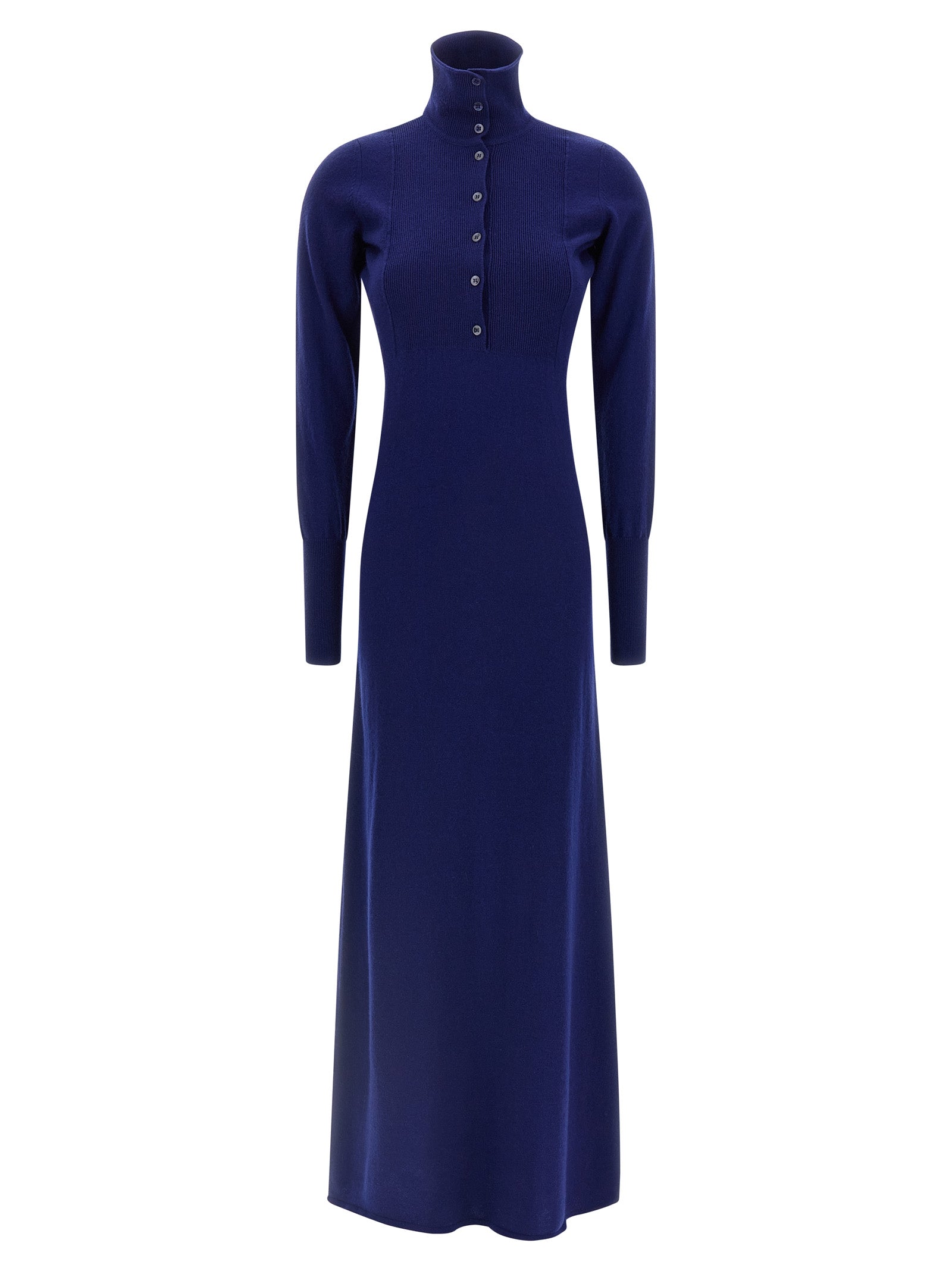 Blue Cashmere Polo Maxi Dress