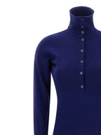 Blue Cashmere Polo Maxi Dress