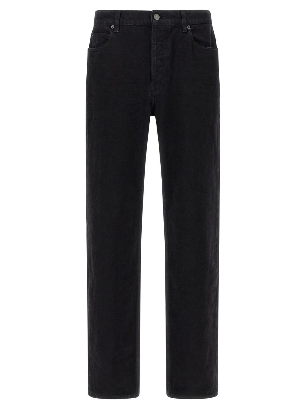 Black Cotton Straight-Leg Jeans