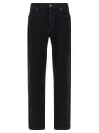Black Cotton Straight-Leg Jeans