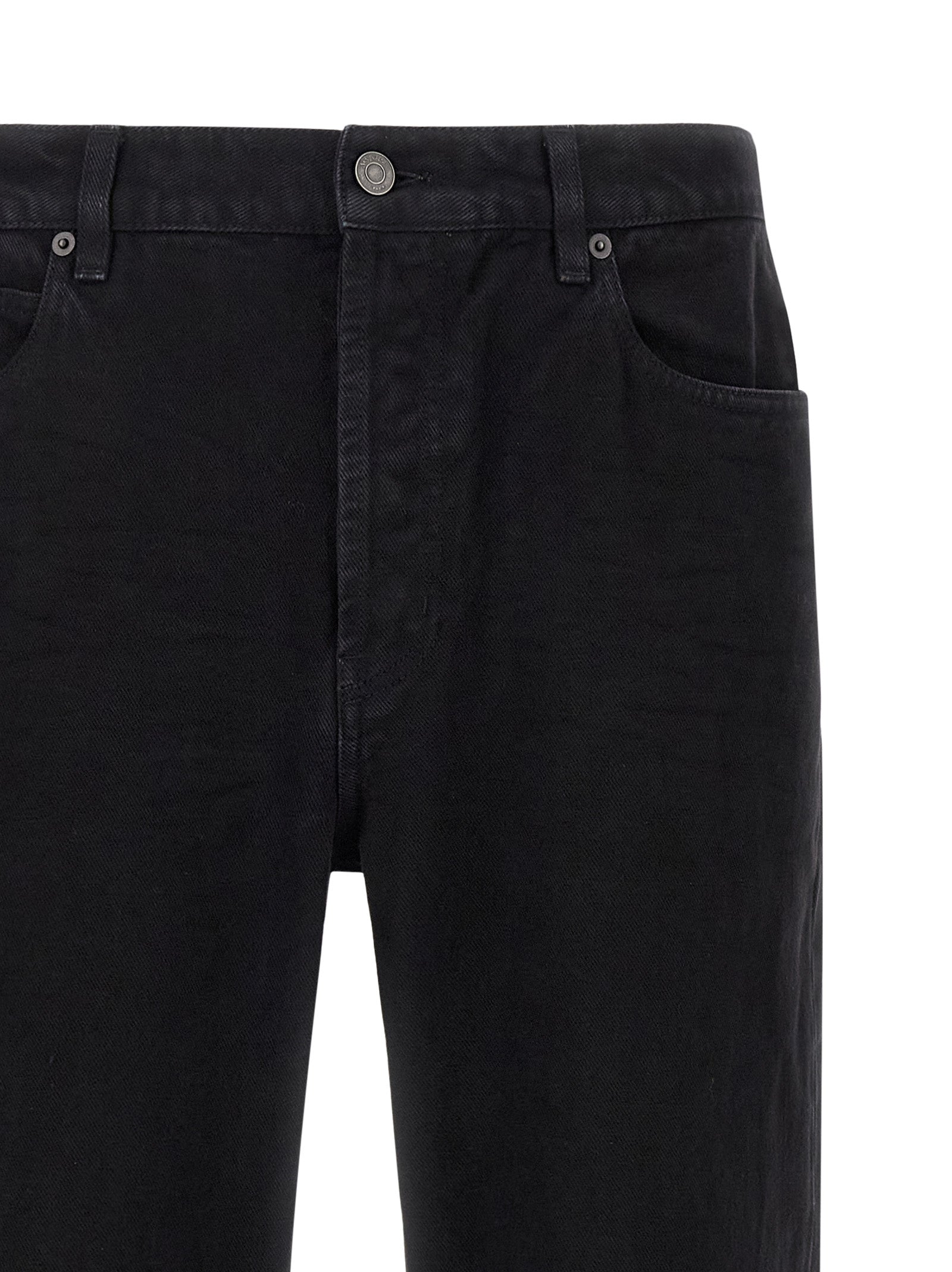 Black Cotton Straight-Leg Jeans