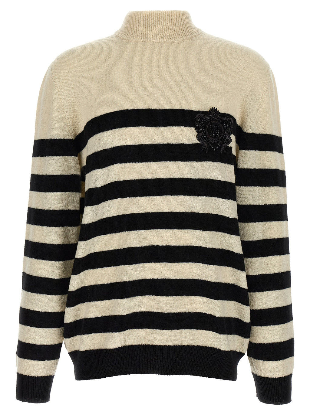 Bicolor Wool‑Cashmere Marinière Cardigan
