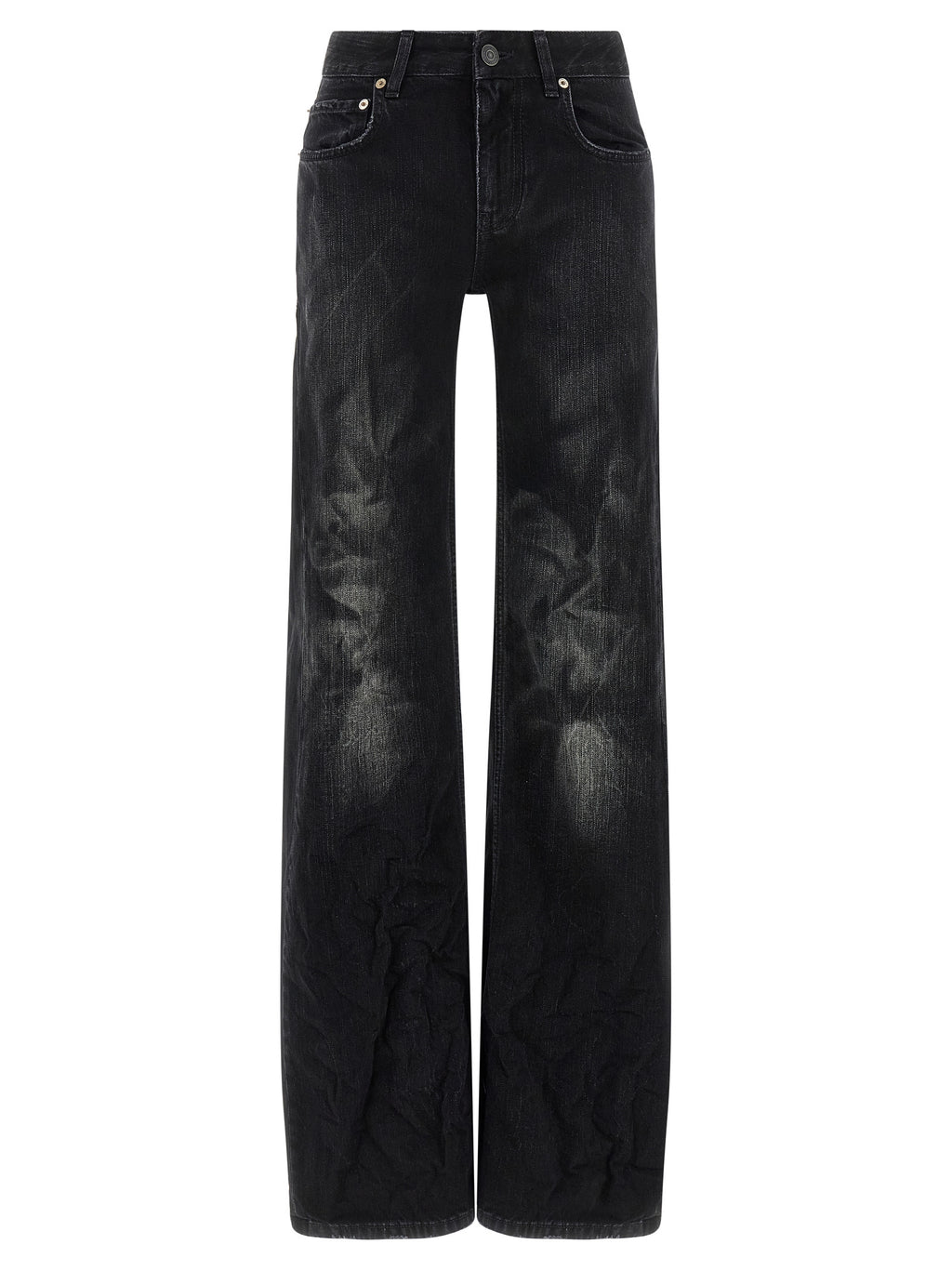 Black Cotton Flared Jeans