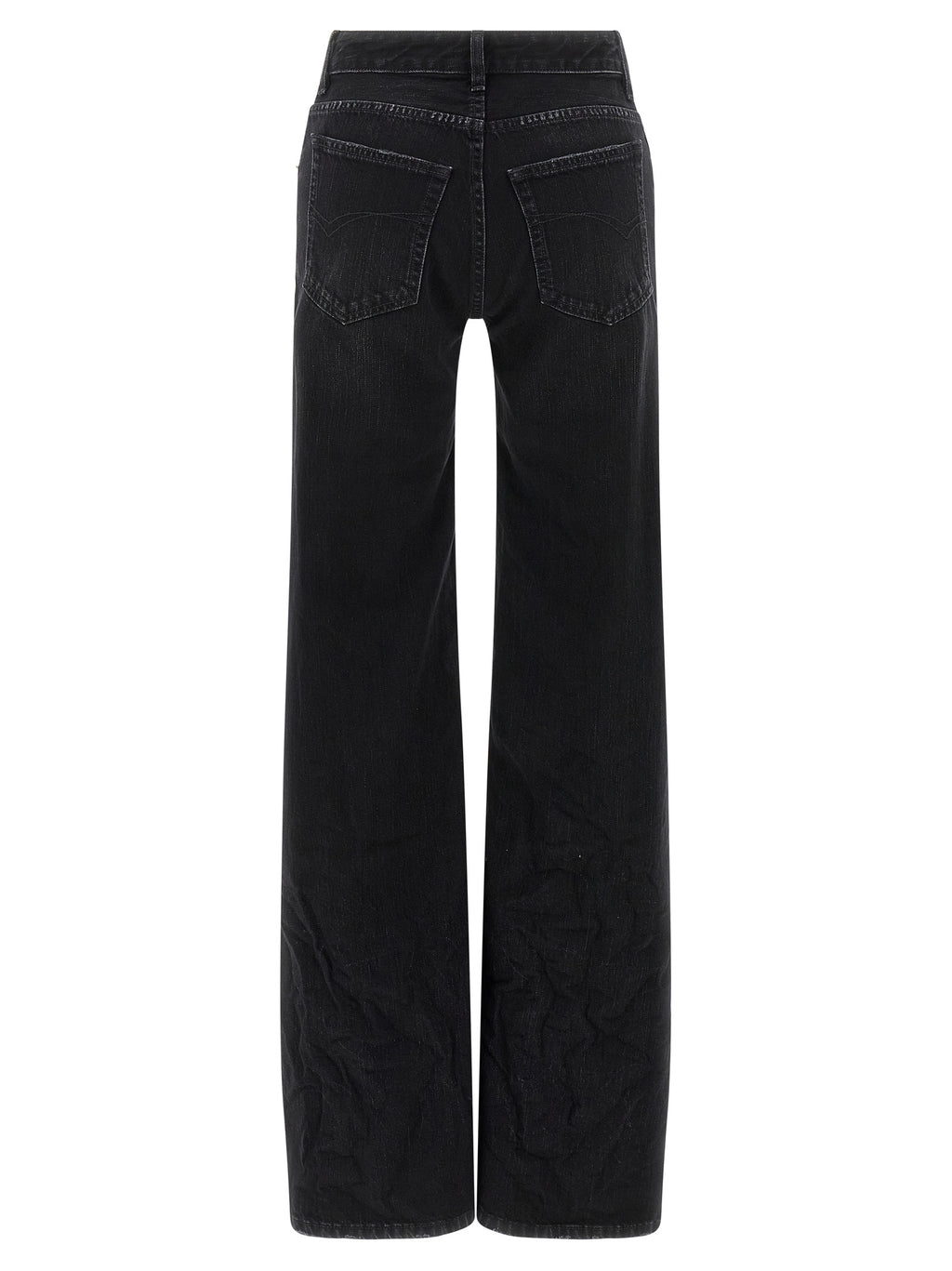 Black Cotton Flared Jeans