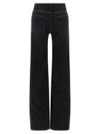Black Cotton Flared Jeans
