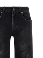 Black Cotton Flared Jeans