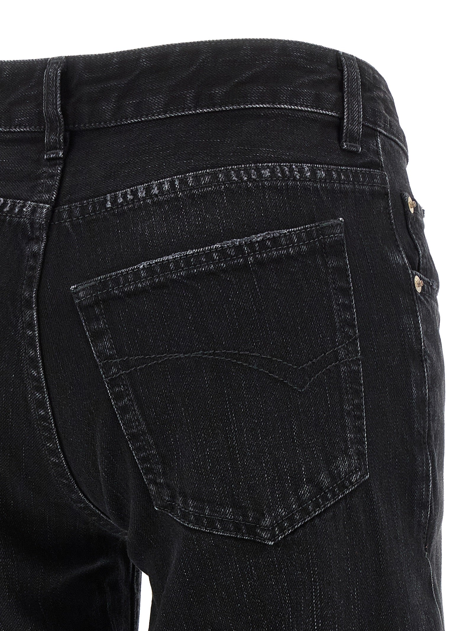 Black Cotton Flared Jeans
