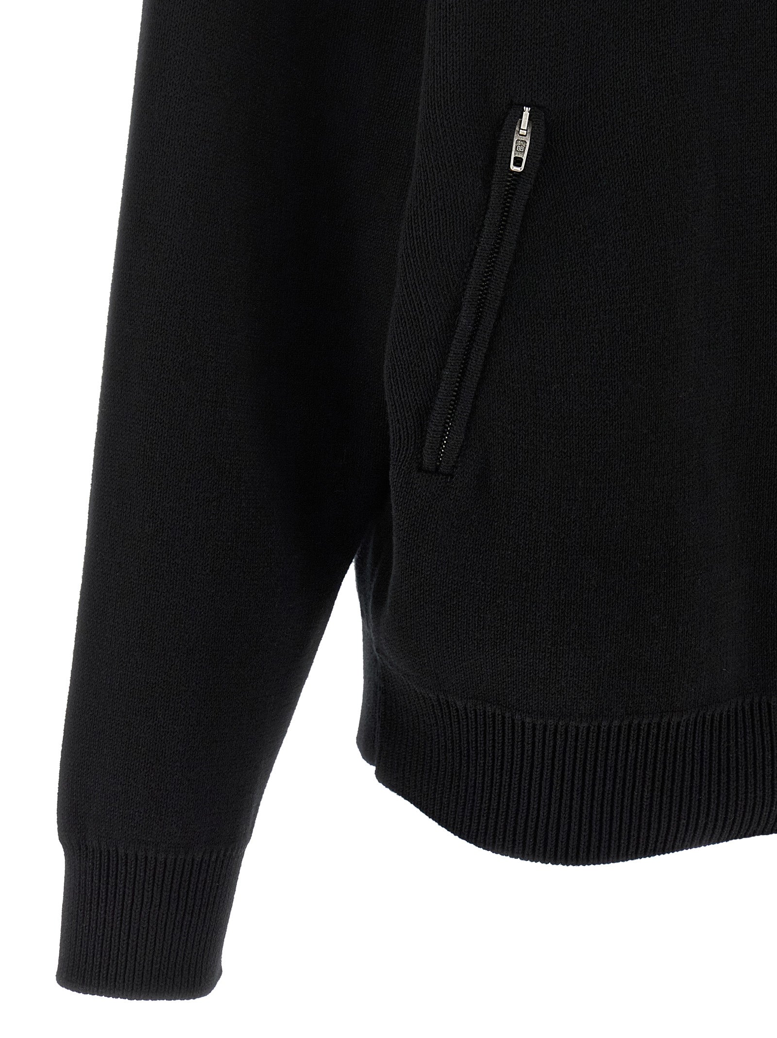 Back-to-Front Black Cotton Cardigan