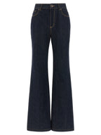 Blue Cotton Flared Jeans
