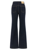 Blue Cotton Flared Jeans