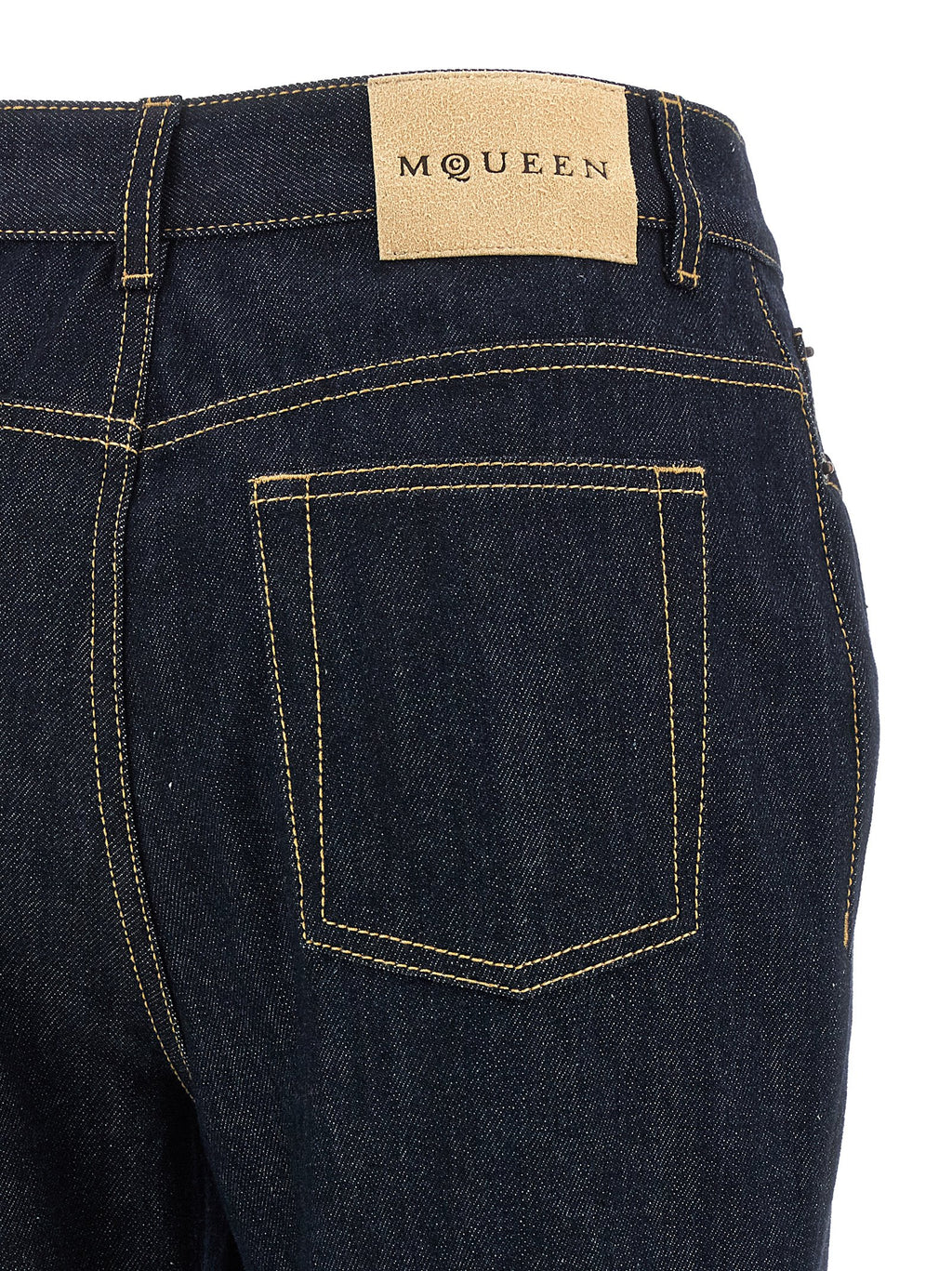 Blue Cotton Flared Jeans