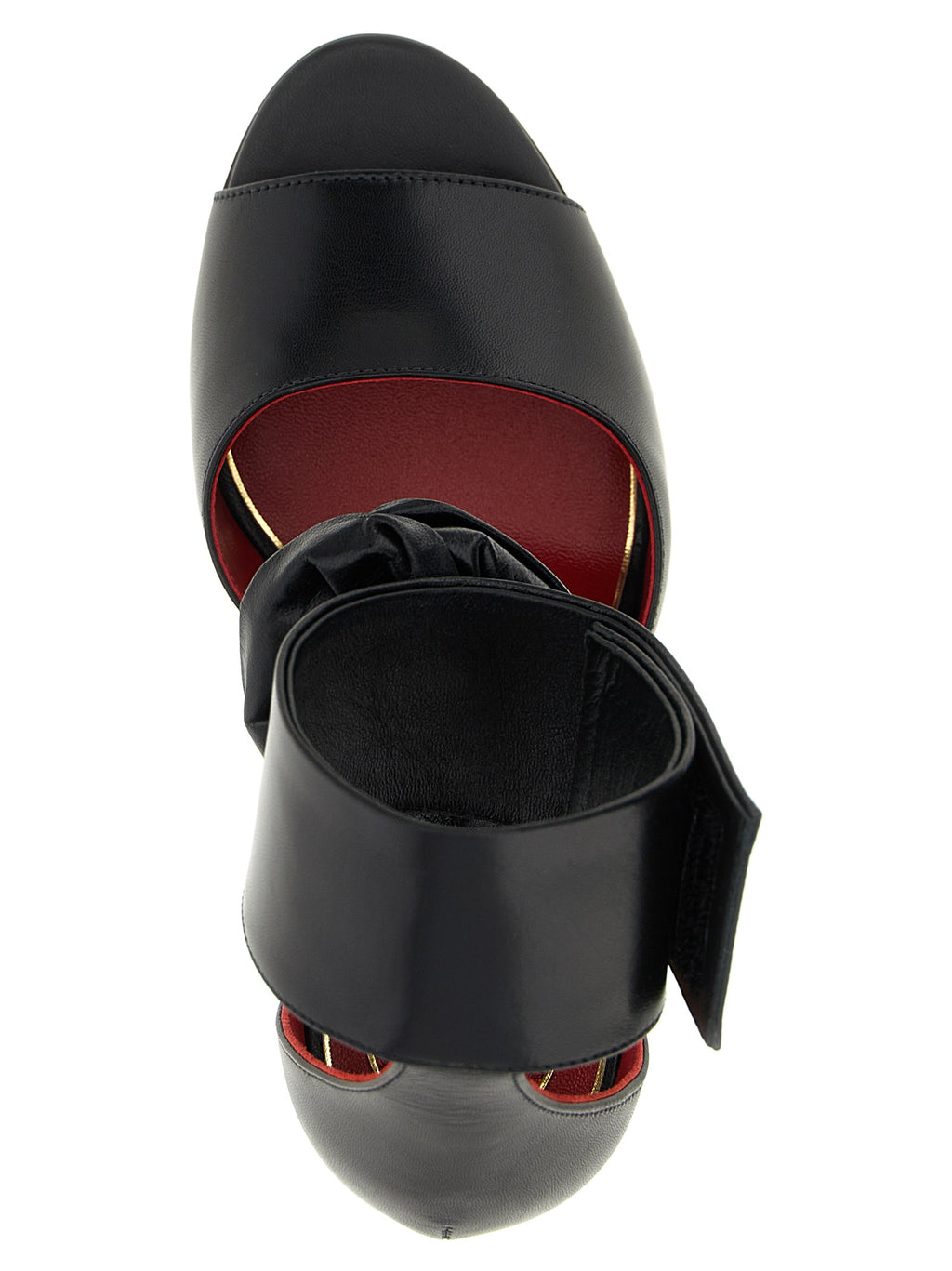 Black Calfskin Drip Rose Stiletto Heel Sandals