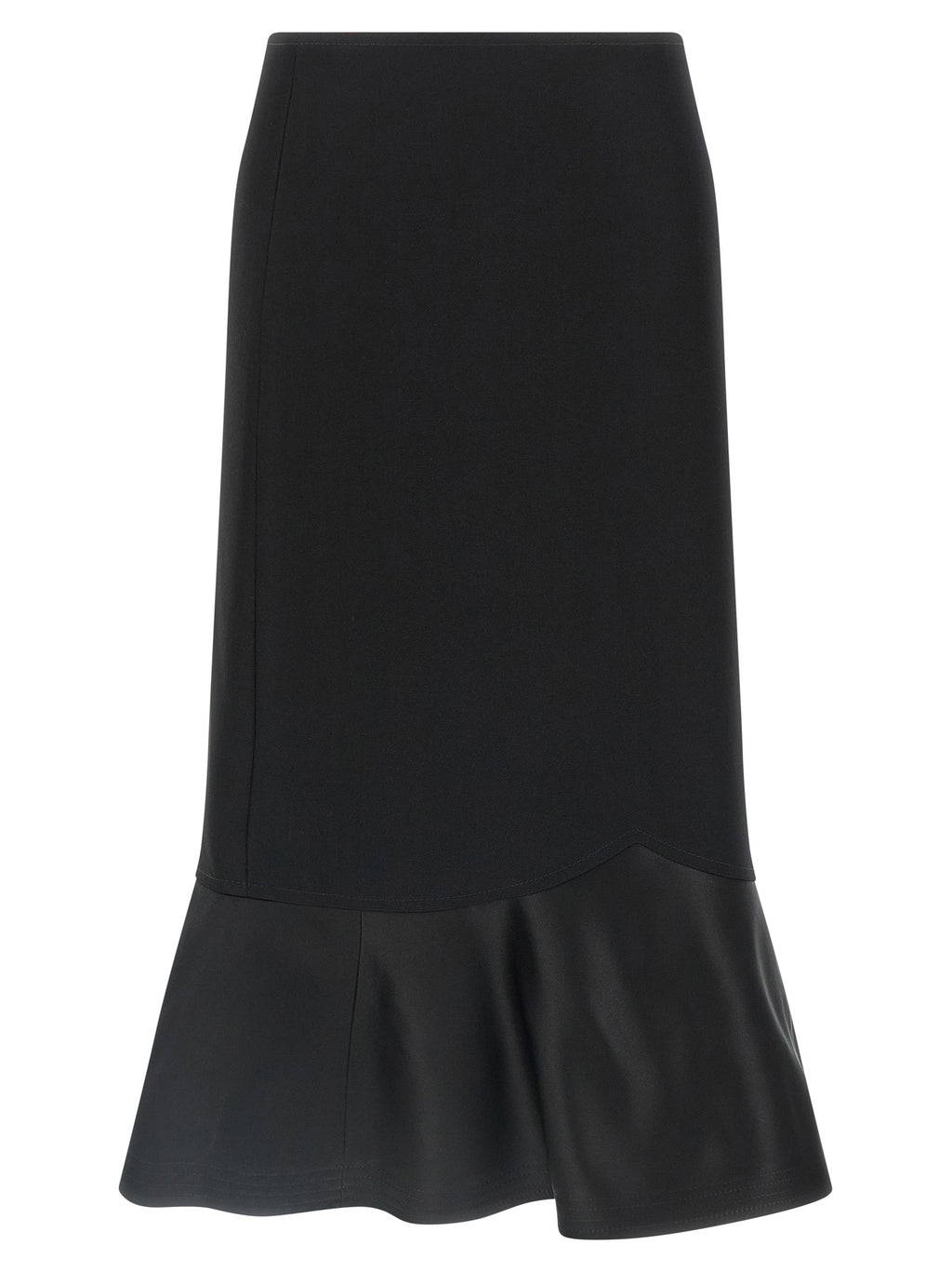 Black Virgin Wool Midi Skirt