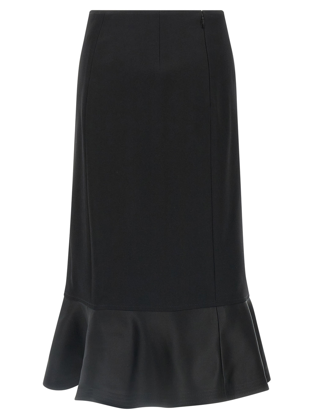 Black Virgin Wool Midi Skirt