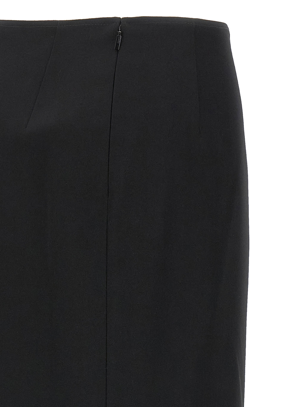 Black Virgin Wool Midi Skirt