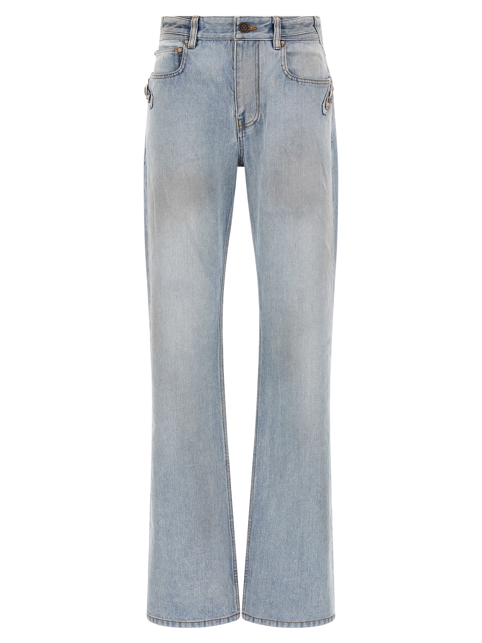 City Light Blue Cotton Denim Straight-Leg Jeans