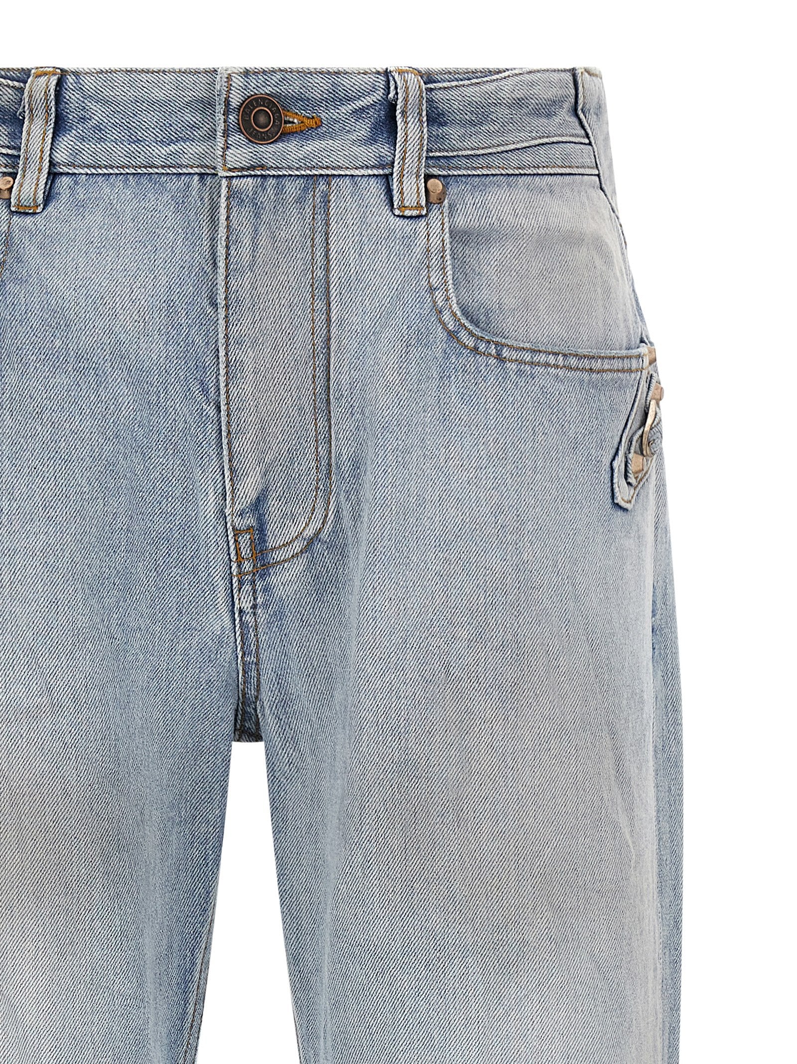 City Light Blue Cotton Denim Straight-Leg Jeans