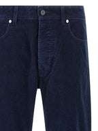 Blue Cotton Casual Pants