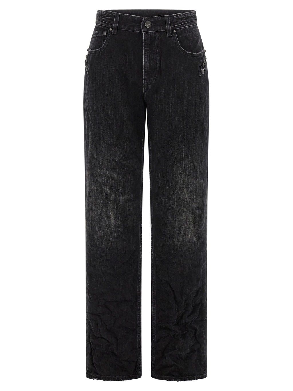 Black Cotton City Straight-Leg Jeans