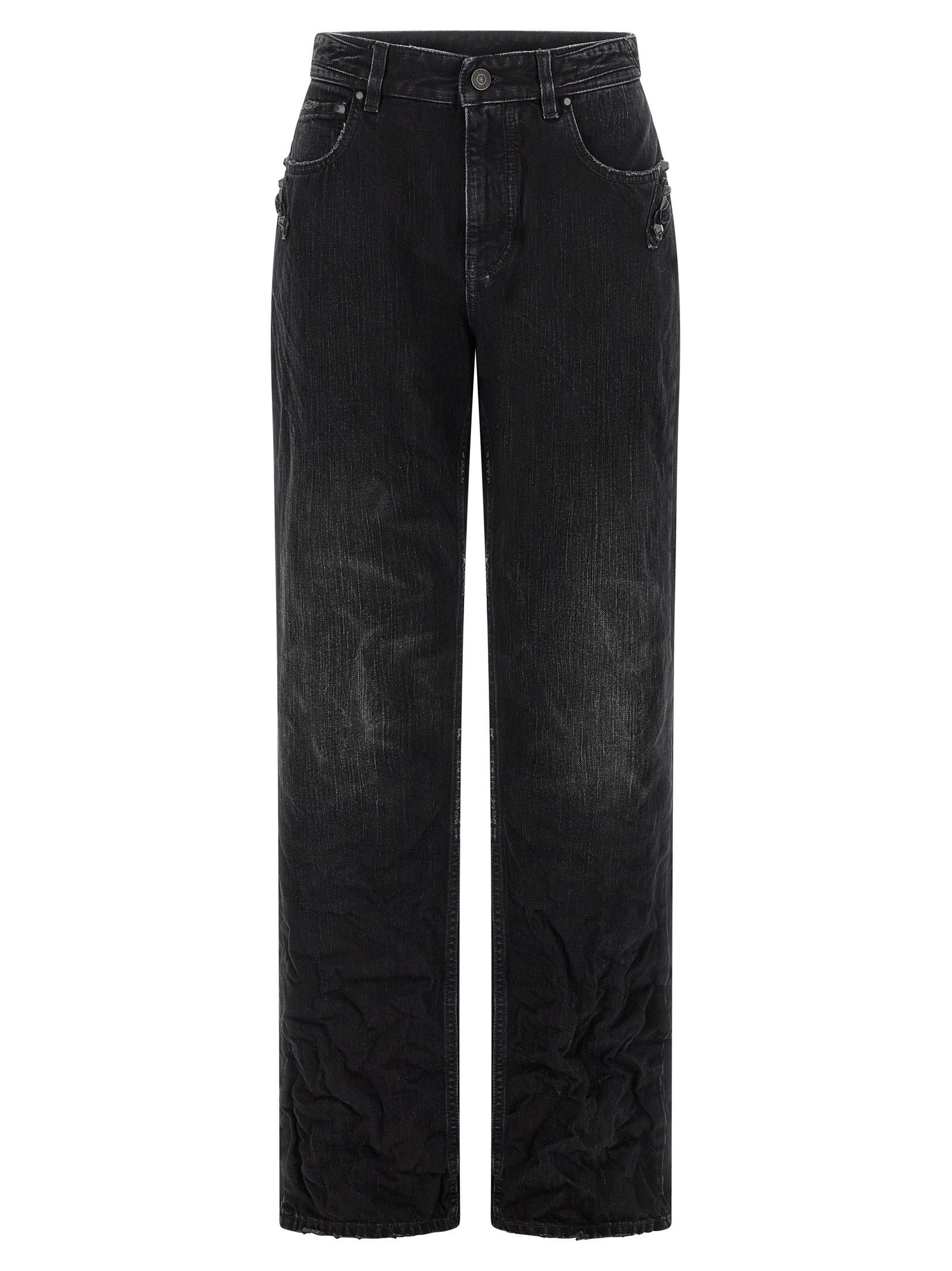 Black Cotton City Straight-Leg Jeans