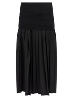 Black Polyester Midi Skirt