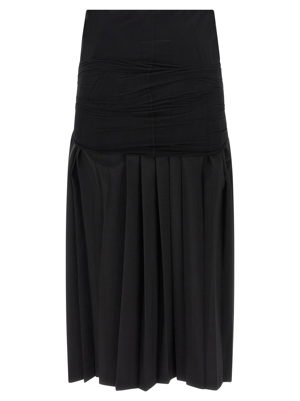 Black Polyester Midi Skirt