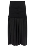 Black Polyester Midi Skirt