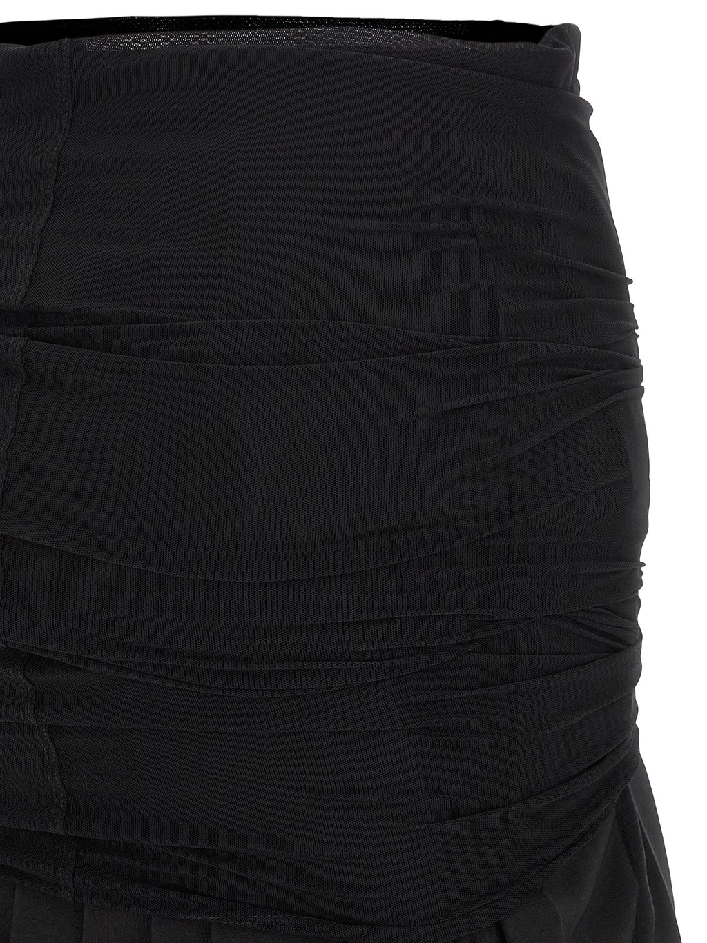 Black Polyester Midi Skirt