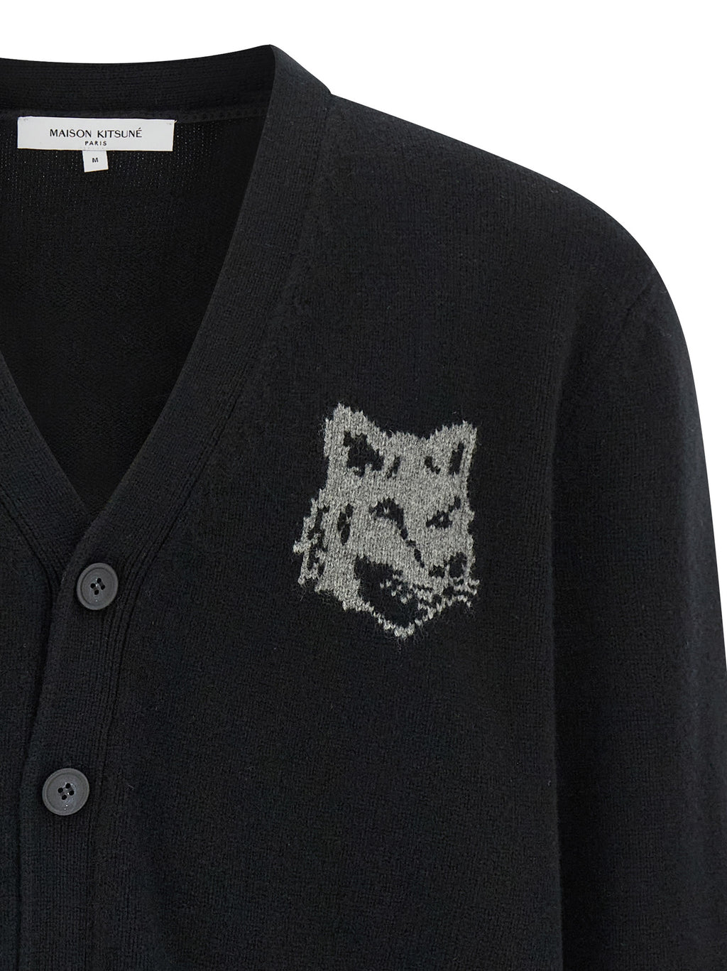 Extrafine Merino Wool Fox Head Cardigan