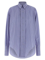 Light Blue Striped Cotton Blouse