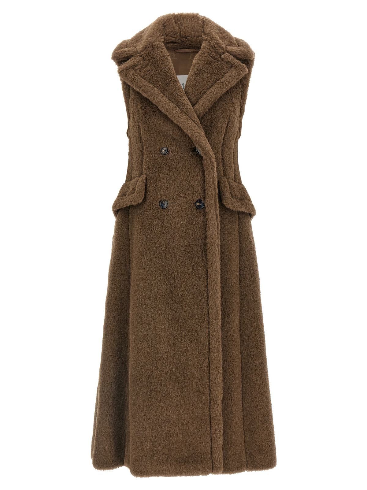 Alpaca Wool Silk Sleeveless Redingote Coat