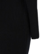 Ribbed Stretch Wool‑Cashmere Off‑the‑Shoulder Long Dress