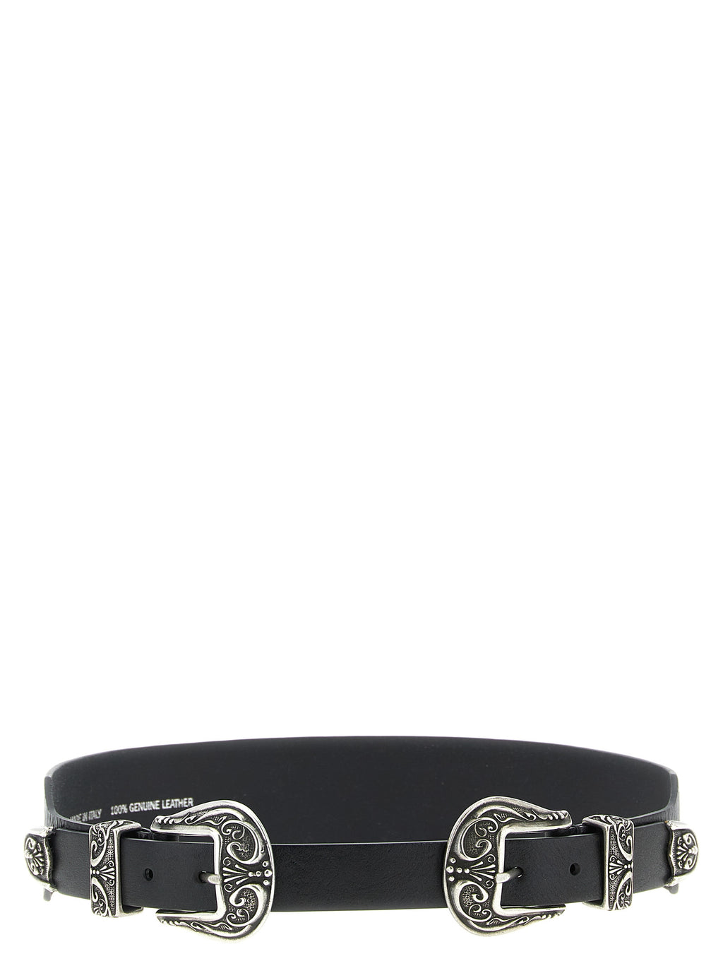 Black Double Buckle Cow Leather Belt