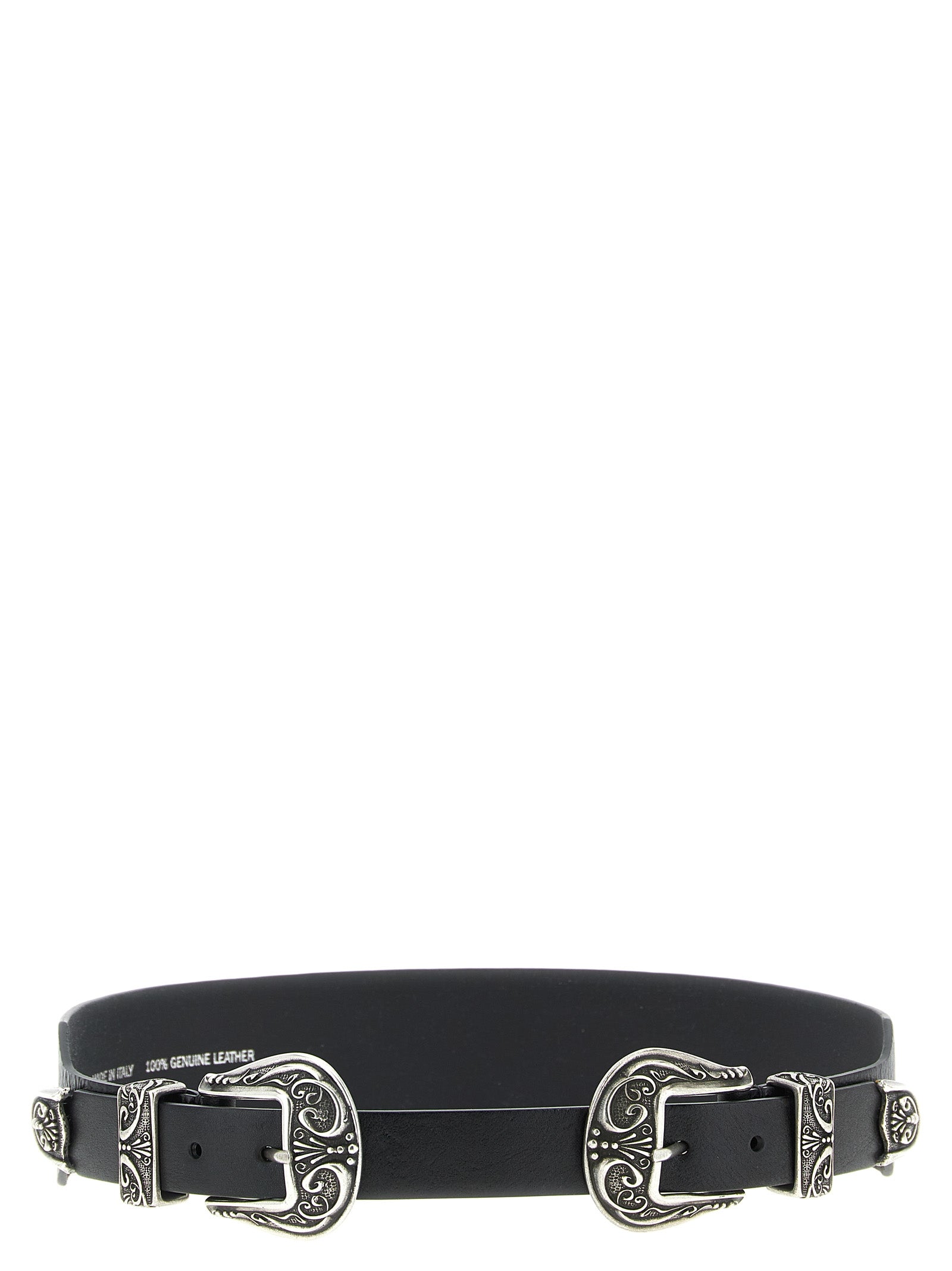 Black Double Buckle Cow Leather Belt
