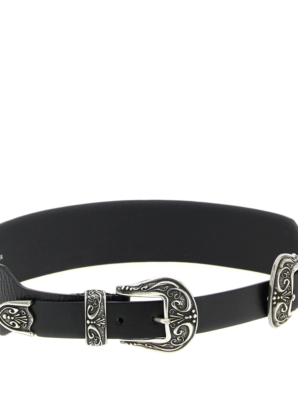 Black Double Buckle Cow Leather Belt