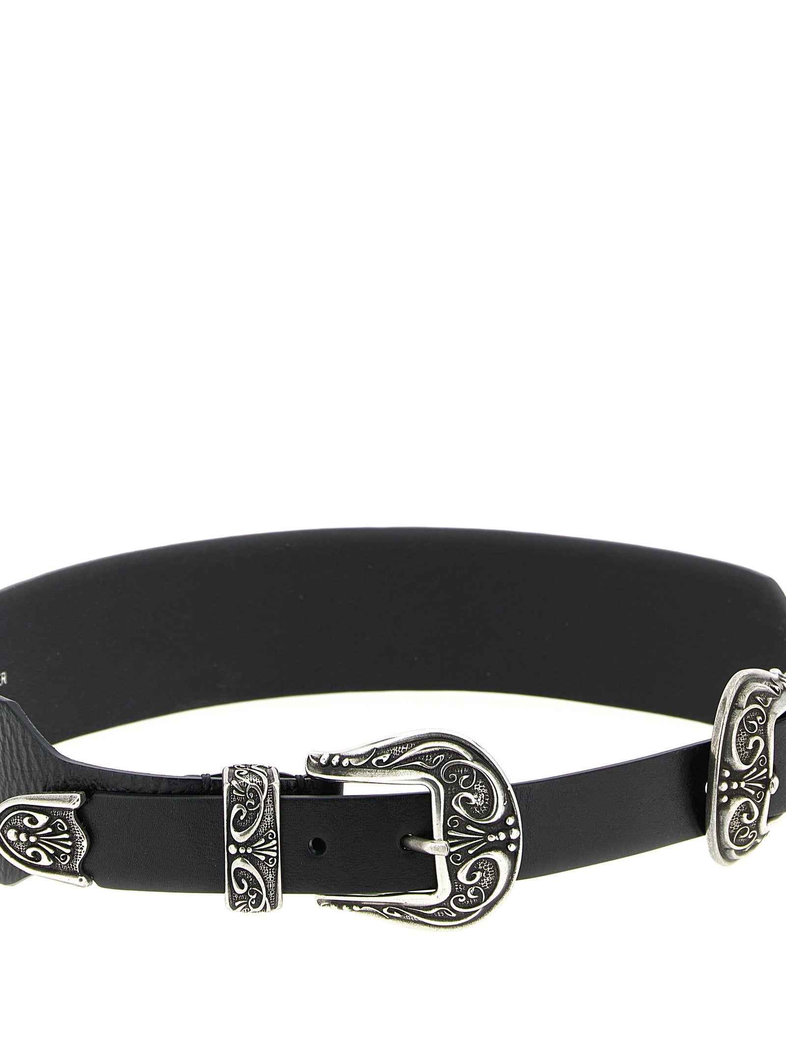 Black Double Buckle Cow Leather Belt