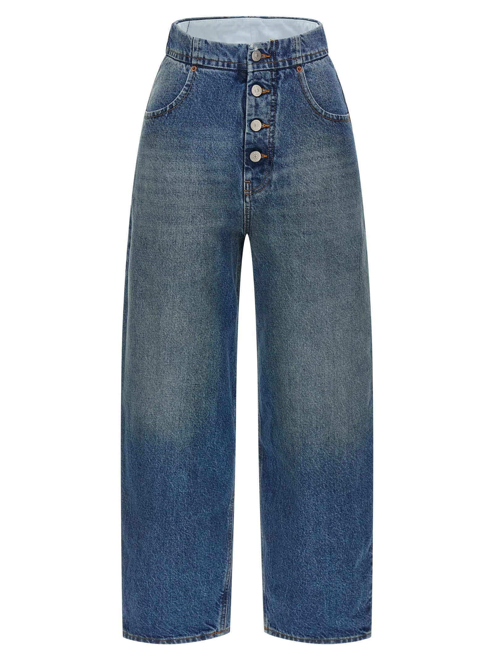 Light Blue 100% Cotton Straight-Leg Jeans
