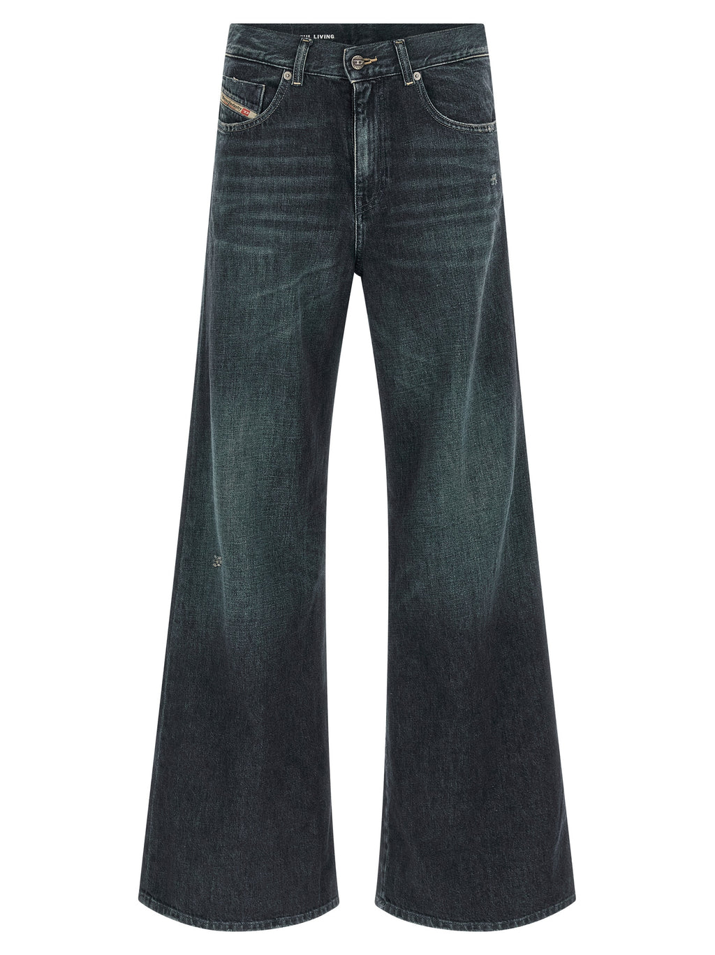 Blue Cotton Flared Jeans