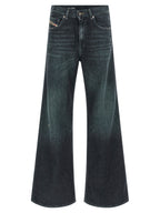Blue Cotton Flared Jeans