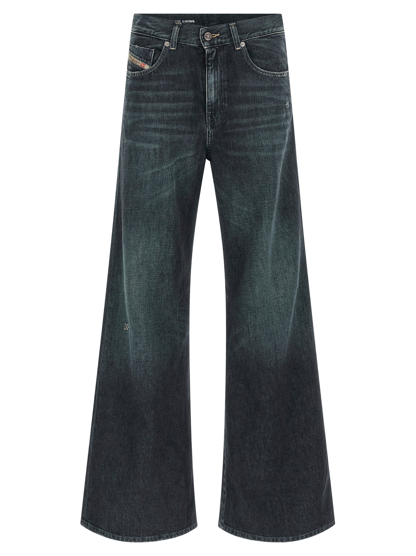 Blue Cotton Flared Jeans