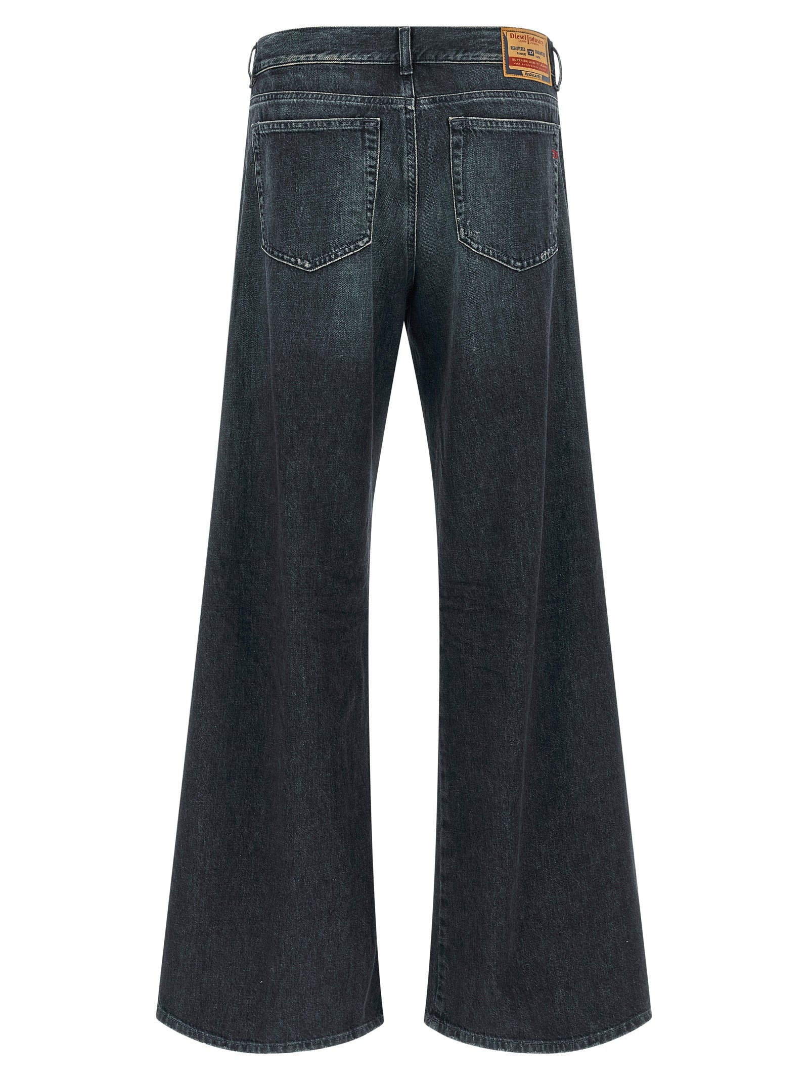 Blue Cotton Flared Jeans