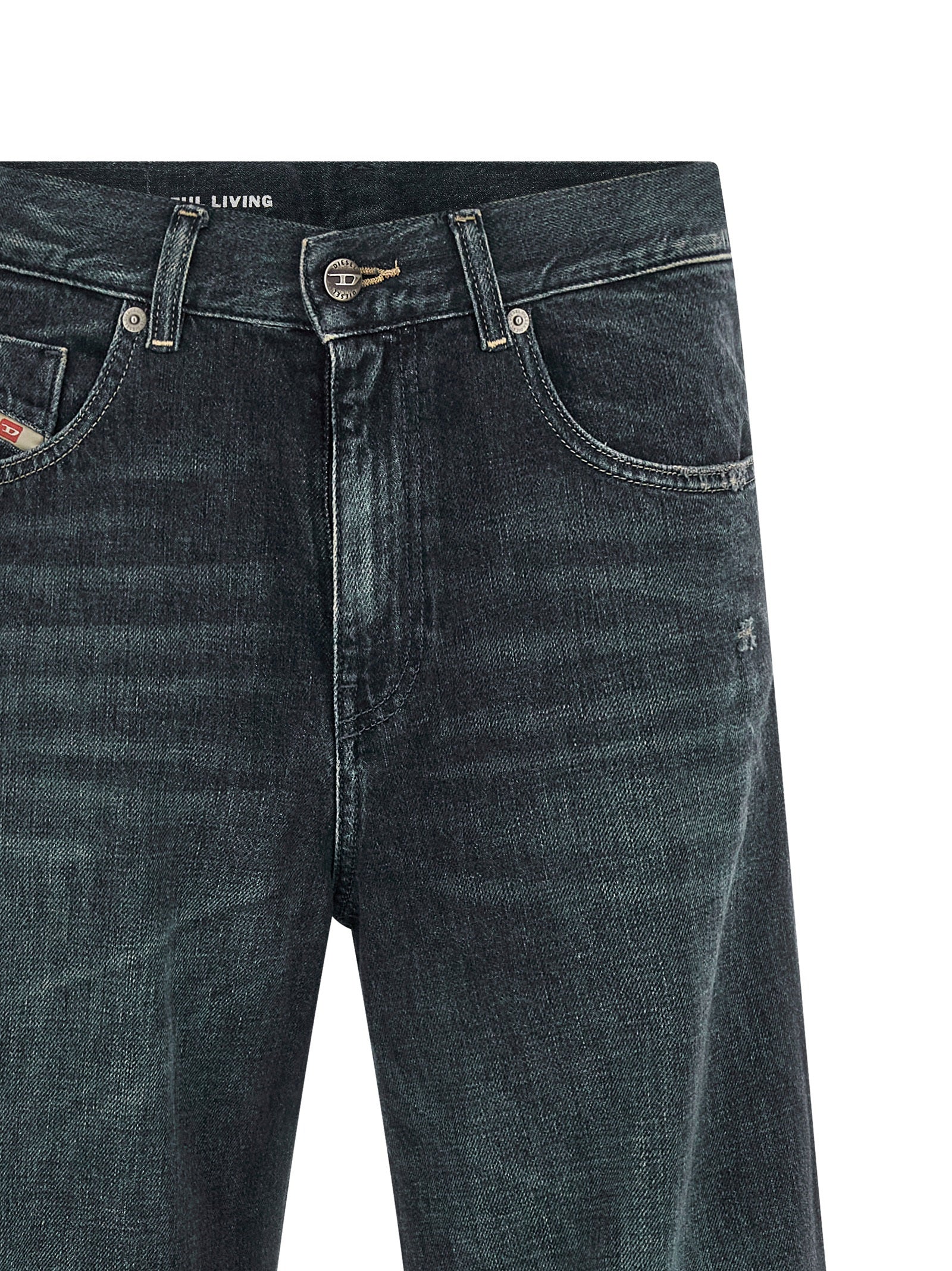 Blue Cotton Flared Jeans