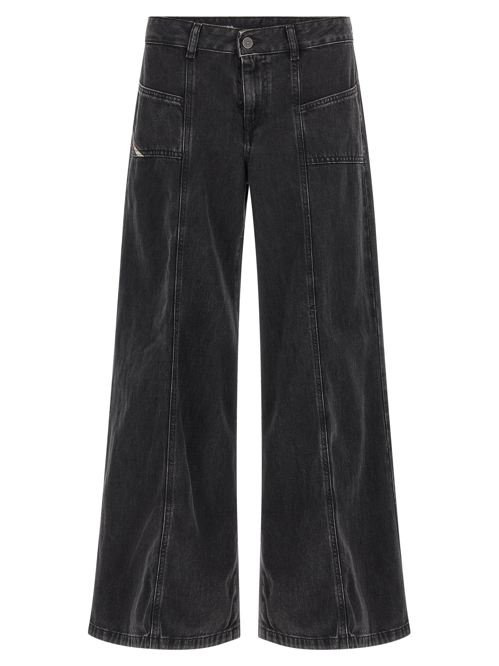 Black Cotton-Lyocell Wide Leg D-Akii Jeans
