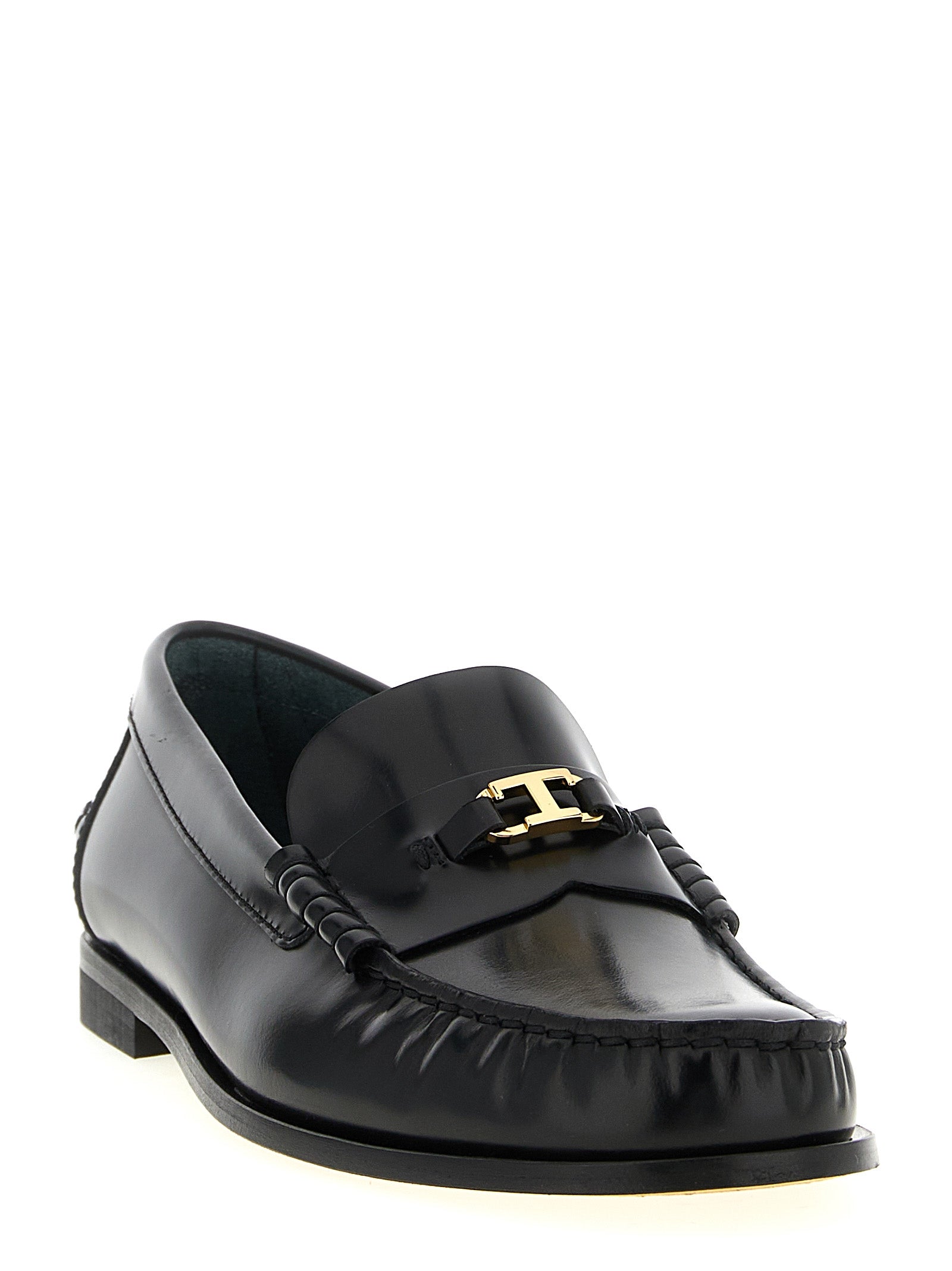 T Timeless Black Calfskin Slip-On Loafers